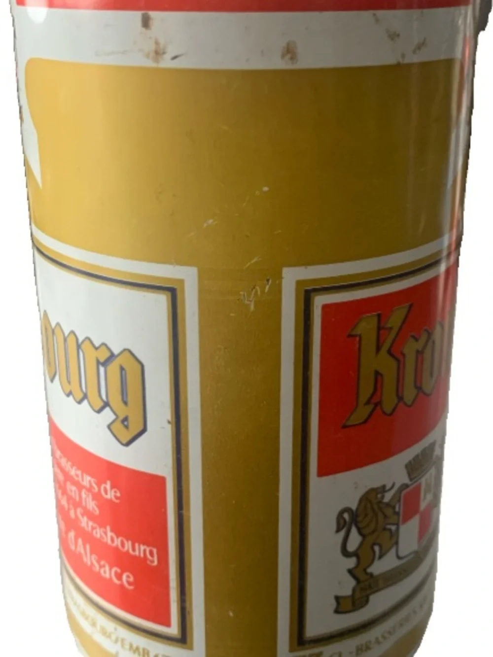 Vintage Beer Can Kronenbourg Biere d'Alsace Pull Tab Empty France Aluminum Can